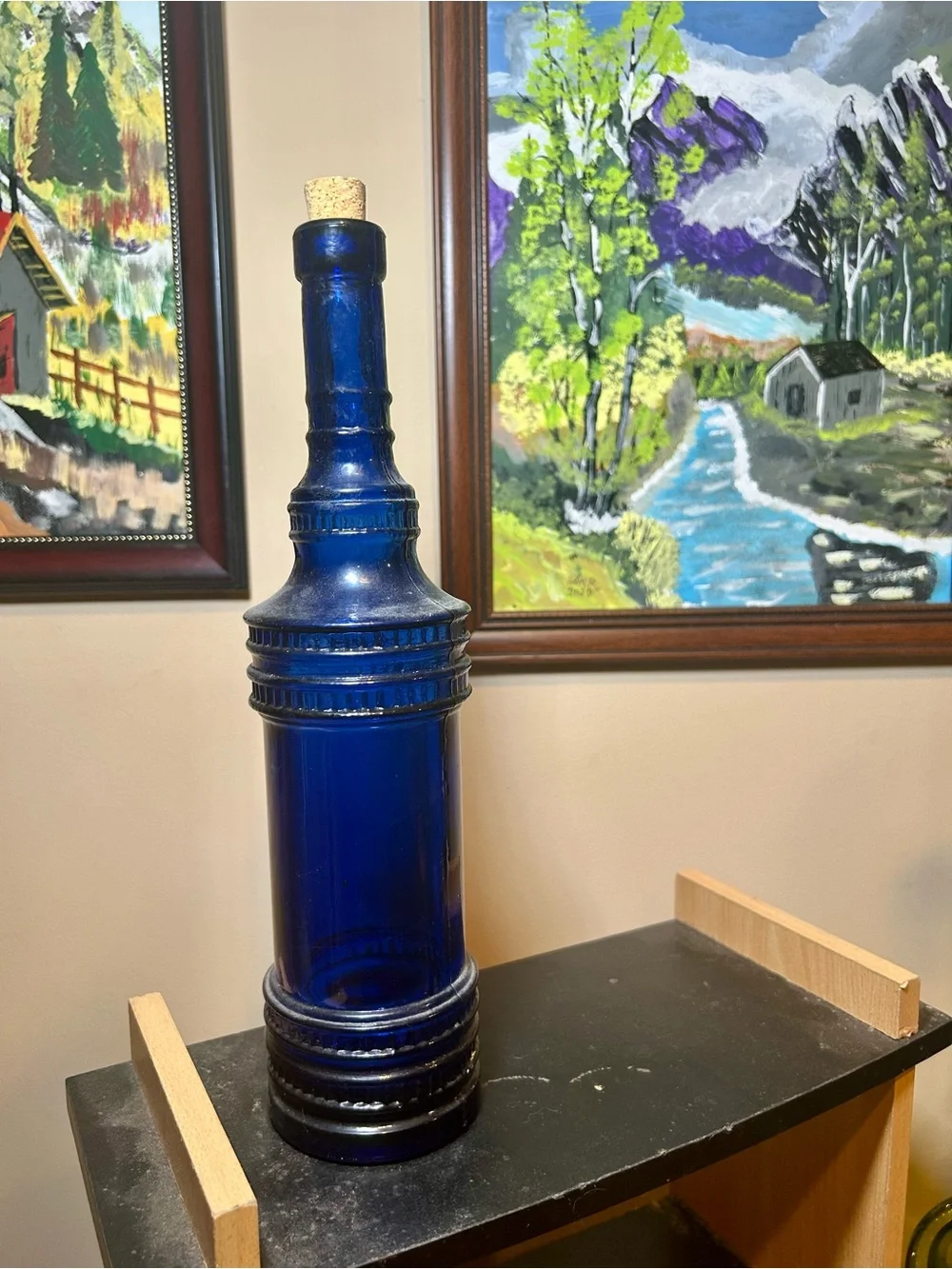 Cobalt Blue Decorative Glass Bottle - Unbranded